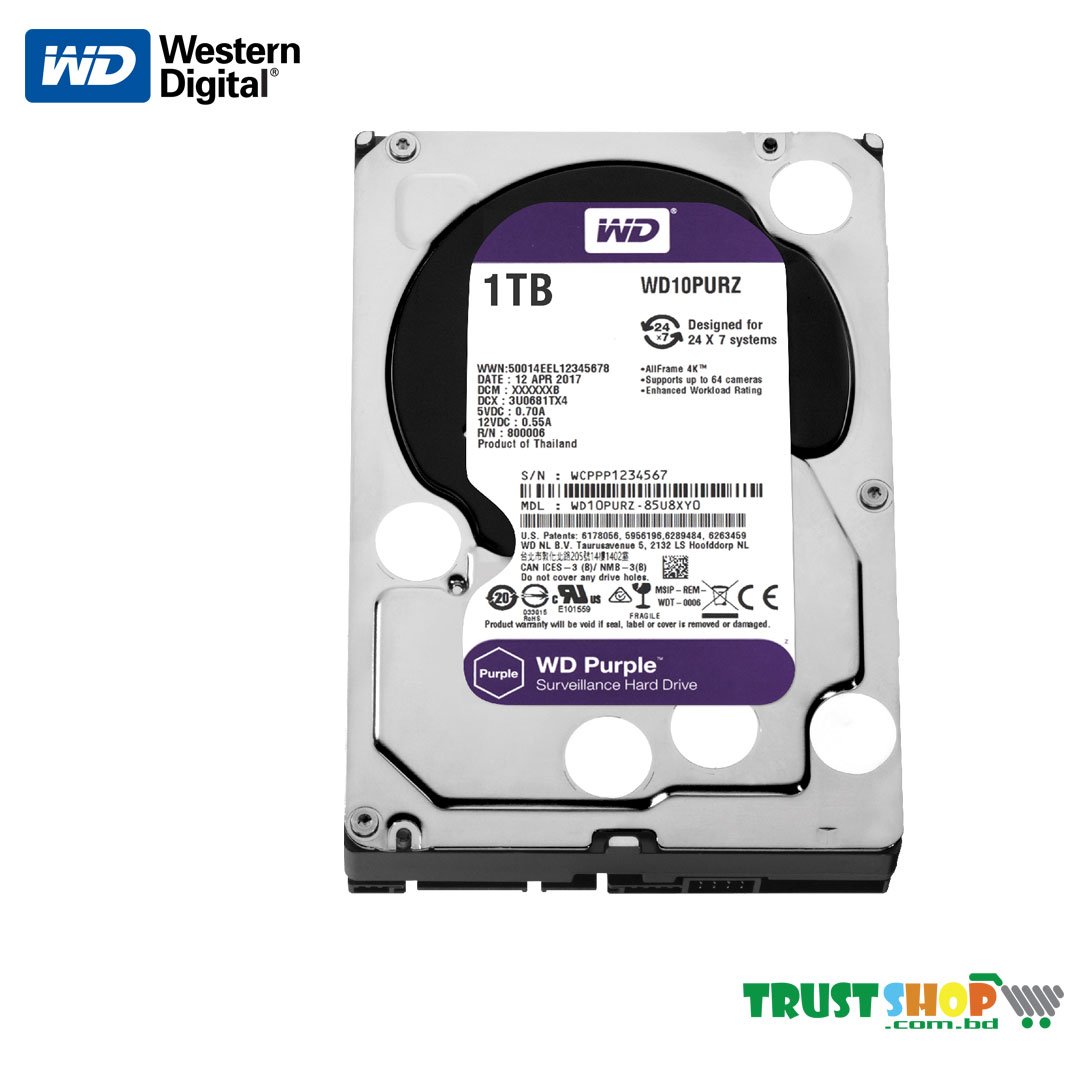 Western Digital 1TB Purple Surveillance Hard Disk Drive