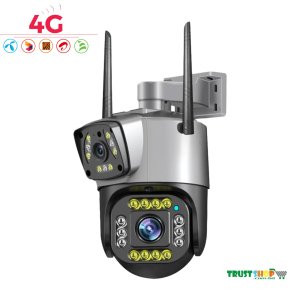 4G Sim Card CCTV PTZ Outdoor Night Vision Color Dual Lens Camera